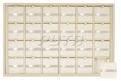 Дисплей для 24 шармов/подушечки 47х47х3 мм./ленточка/фиксатор для ленты/прорезь для нитки/место под бирку